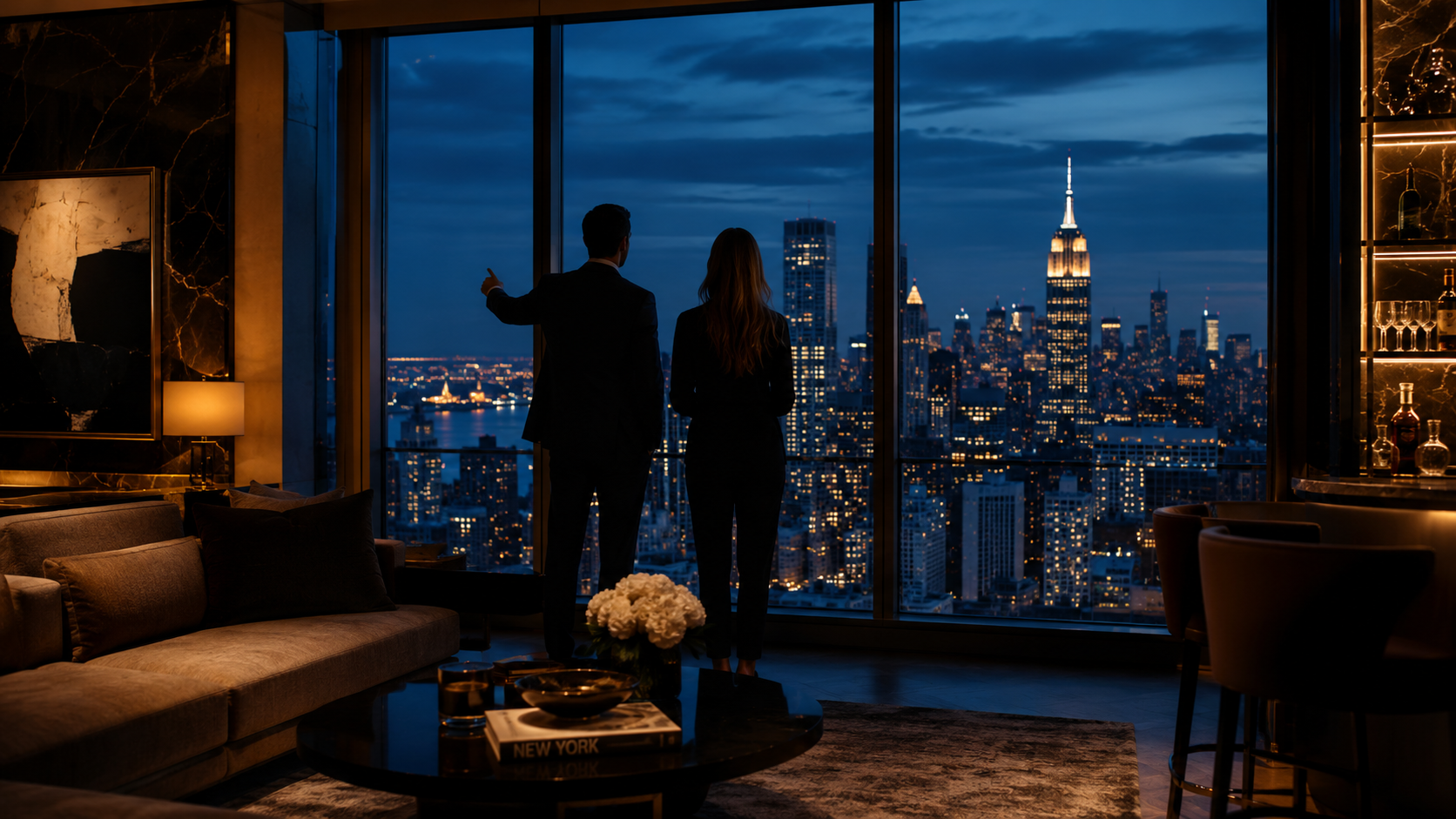Vista noturna de edifício corporativo premium